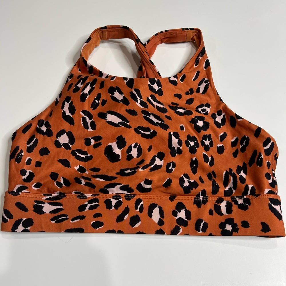 Fabletics no bounce Leopard Print Sports Bra size medium